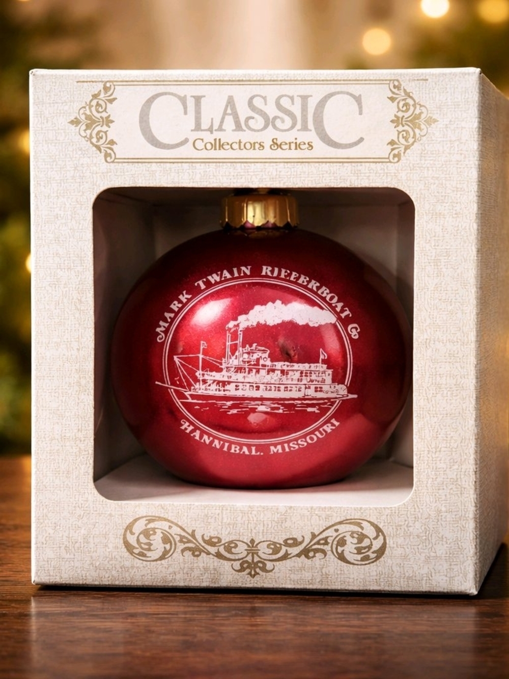 Vintage 1992 Mark Twain Riverboat Christmas Ornament - Hannibal, Missouri - NIB